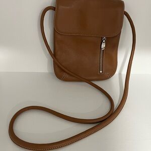 Tignanello Tan Leather Bag with Silver Zipper